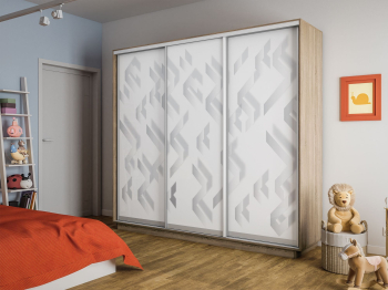 Шкаф-купе Экспресс 3-х дверный Фотопечать Ленты Стекла 180х45х240