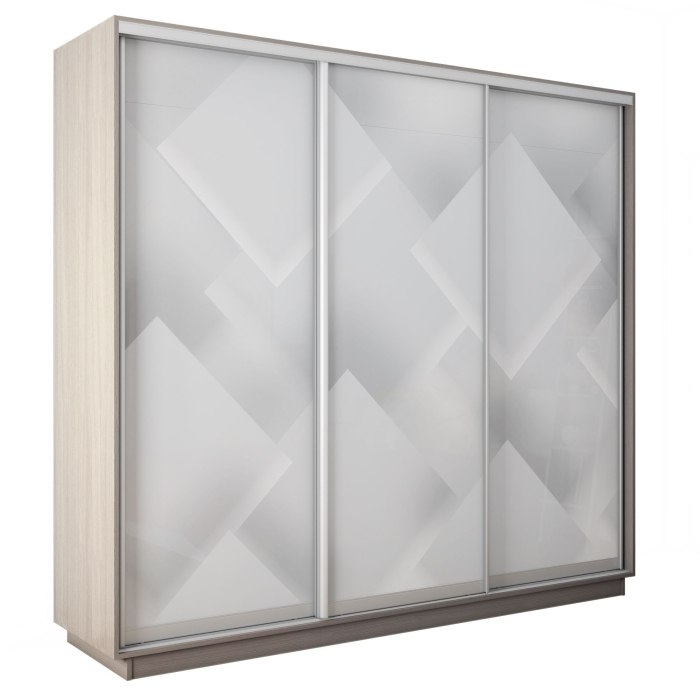 Шкафы-купе 3-х дверные, Шкаф-купе Экспресс 3-х дверный Фотопечать Квадрат Стекла 240х45х220