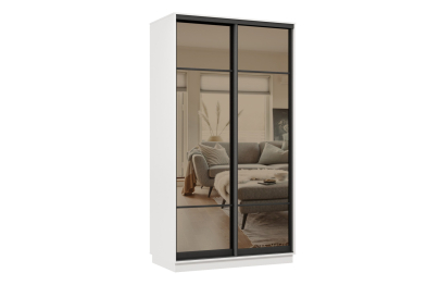 Шкаф-купе Премьер 11 (11ЗБ;11ЗБ) фасады зеркало бронза/двухдверный/Профиль чёрный муар