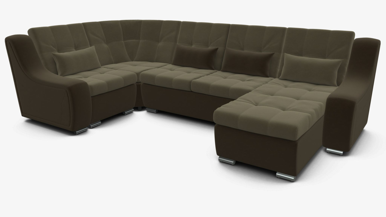 Диваны угловые в гостиную, Угловой диван Аджио П-образный велюр