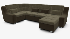 Диваны угловые в гостиную, Угловой диван Аджио П-образный велюр