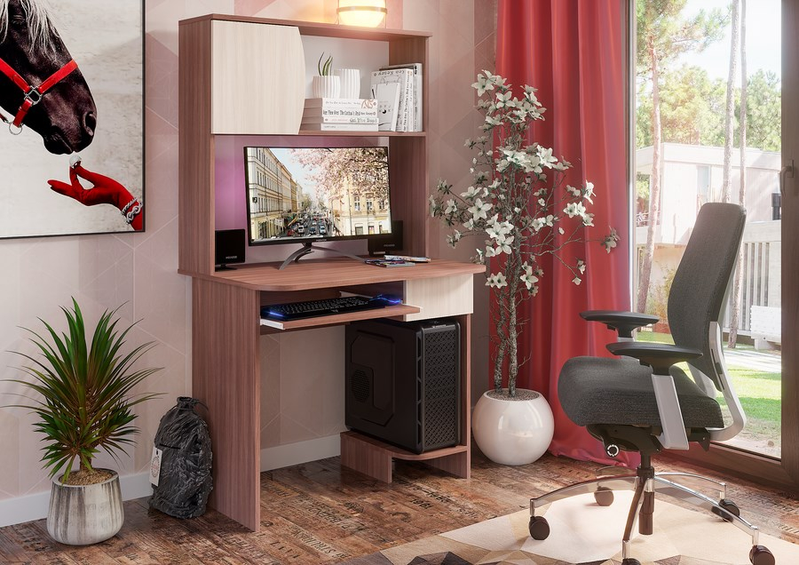 Прямые компьютерные столы, Стол №2 Шимо темный/Шимо светлый