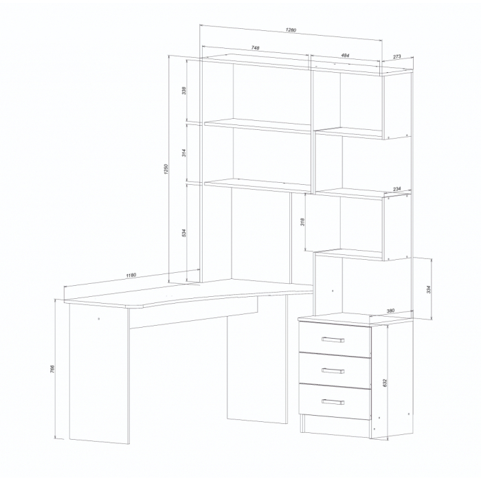 Угловые компьютерные столы, Компьютерный стол Ганор левый