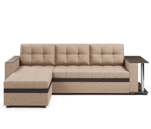 Диван-кровать угловой Атланта со столом дельфин,рогожка+экокожа