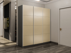 Шкафы-купе 3-х дверные, Шкаф-купе Прайм Широкий 3-х дверный Стекла фисташка/Доводчики 240х57х230