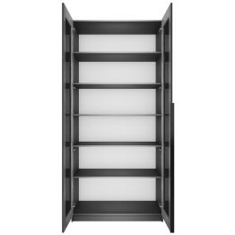 Шкаф распашной Е1 Локер 101x52.5x220 см, с черным стеклом и полками