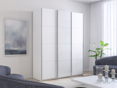 Шкафы-купе 3-х дверные, Шкаф-купе Прайм 3-х дверный ДСП/Стекло белое/Доводчики 210х57х230