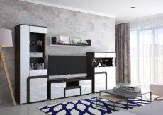 Стенки для гостиной, Гостиная МДФ Марсель (венге / белый гл ) без шкафа