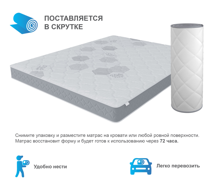 800 x 2000, Матрас Корсика-Эффект в скрутке 800х2000
