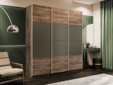 Шкафы-купе 3-х дверные, Шкаф-купе Эста 3-х дверный ДСП/Стекла хаки/Доводчик 300х66х240