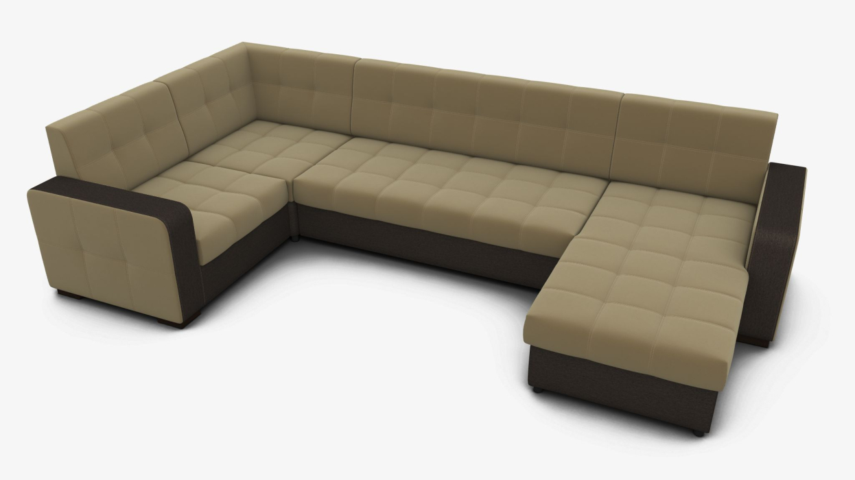 Диваны угловые в гостиную, Диван-кровать П-образный Окленд правый велюр + рогожка