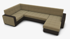 Диваны угловые в гостиную, Диван-кровать П-образный Окленд правый велюр + рогожка