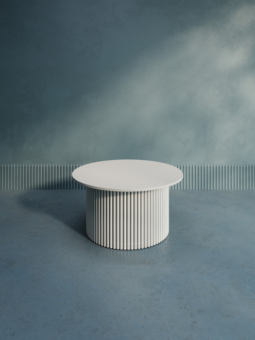 Журнальные столики, Стол круглый журнальный с белым металлическим подстольем TRUBIS Wood M 80 