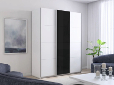 Шкафы-купе 3-х дверные, Шкаф-купе Прайм 3-х дверный ДСП/Стекло черное/Доводчики 210х57х230