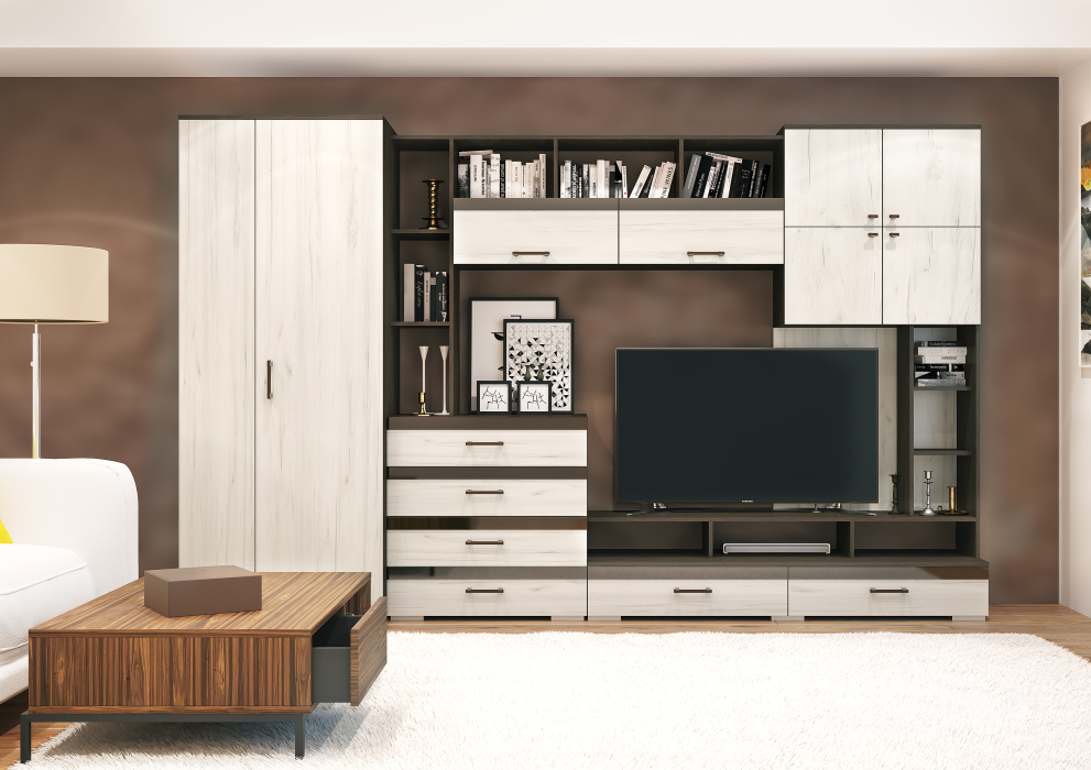 Стенки для гостиной, Гостиная МДФ Коста (венге / белый)
