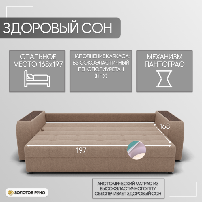 Диваны с ящиком для белья, Прямой диван Сенатор-1 ППУ, велюр