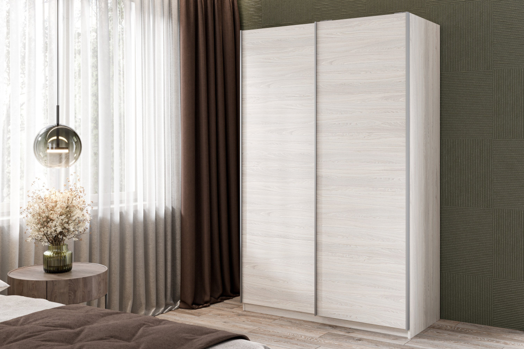 Шкафы-купе 2-х дверные, Шкаф-купе Smart 1424 2х дверный (фасады ЛДСП) профиль серебро