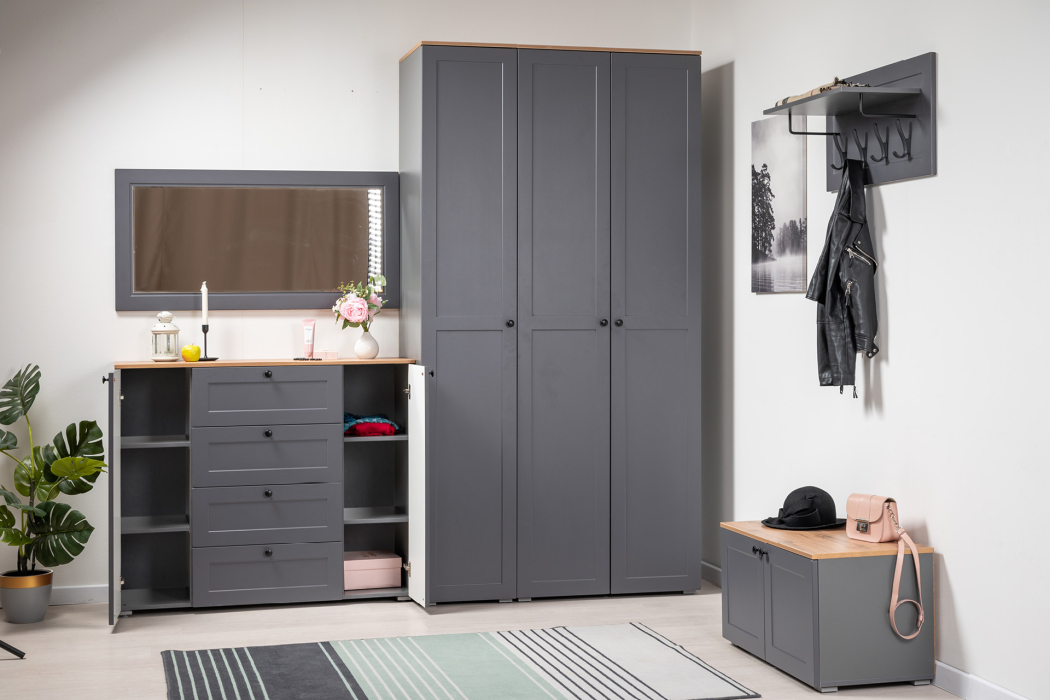 Комоды, Комод Остин 16.221, серый графит, дуб золотой крафт