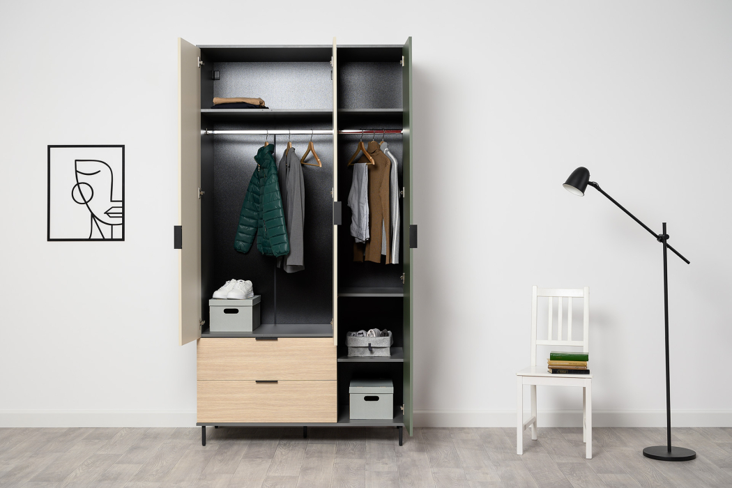 Для одежды, Шкаф Марвэл 16.317.03, темно-серый, сатин, плэйн, дымчатый зеленый