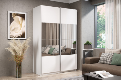 Шкаф-купе Smart 1222 2х дверный (фасады ЛДСП/зеркало) профиль серебро