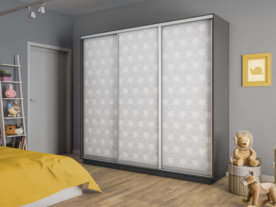 Шкафы-купе 3-х дверные, Шкаф-купе Экспресс 3-х дверный Фотопечать Калейдоскоп Стекла 210х60х220