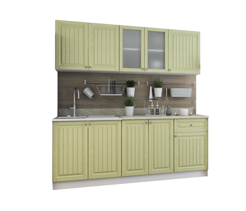Кухонные гарнитуры, Кухня Хозяюшка Фисташка МДФ 2,0 м
