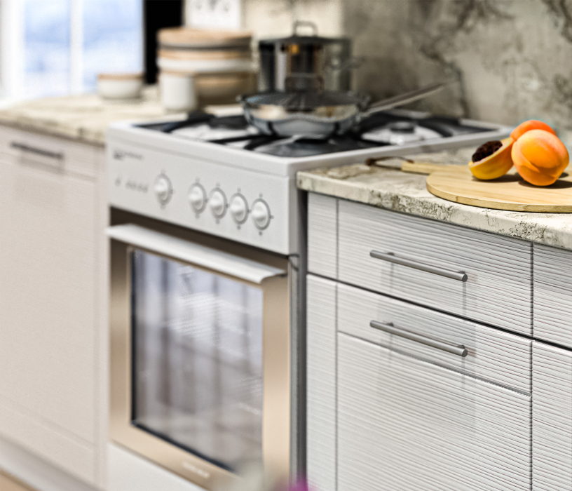 Кухонные гарнитуры, Кухня Натали Белый / МДФ Онденс 2,4 м