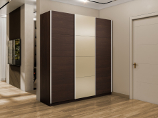 Шкафы-купе 3-х дверные, Шкаф-купе Эста 3-х дверный ДСП/Стекла фисташка/Доводчик 300х66х240