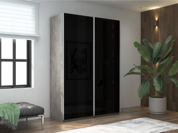 Шкаф-купе Прайм 2-х дверный Стекла черные/Доводчики 120х57х230