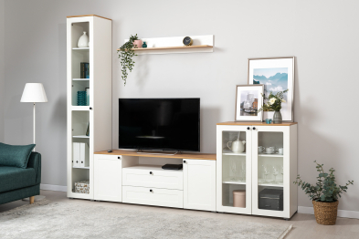 Полка Остин 16.484, белая шагрень, дуб золотой крафт