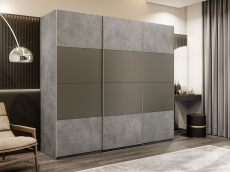 Шкафы-купе 3-х дверные, Шкаф-купе Эста 3-х дверный ДСП/Стекла хаки/Доводчик 240х66х240