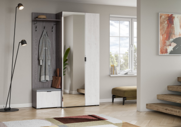 Вешалка Шаде В-3406, черный ясень, санторини белый, ткань simple 27