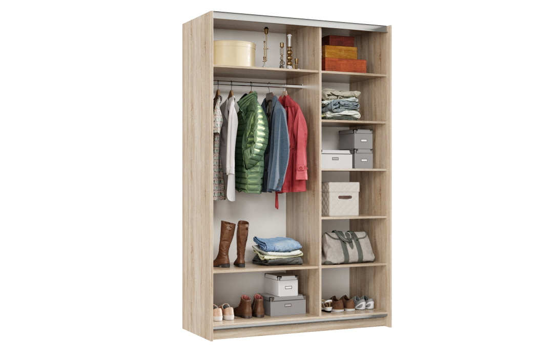 Шкафы-купе 2-х дверные, Шкаф-купе Smart 1424 2х дверный (фасады зеркало) профиль серебро