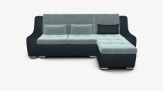 Диваны угловые в гостиную, Угловой диван Аджио 2-х местный с оттоманкой с подлокотниками велюр + рогожка