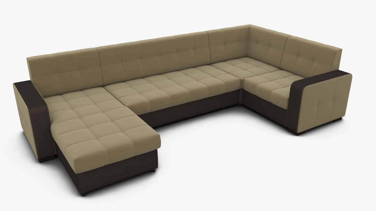 Диваны угловые в гостиную, Диван-кровать П-образный Окленд левый велюр + рогожка