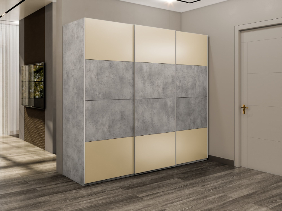 Шкафы-купе 3-х дверные, Шкаф-купе Эста 3-х дверный ДСП/Стекла фисташка/Доводчик 300х66х240