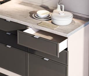 Кухонный гарнитур Регина Квадро Песочный / Базальт 2,8 м