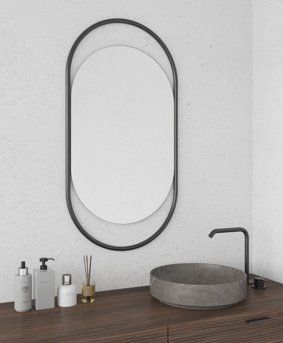 Зеркала в спальню, Дизайнерское настенное зеркало GENGLASS Evelix S в металлической раме