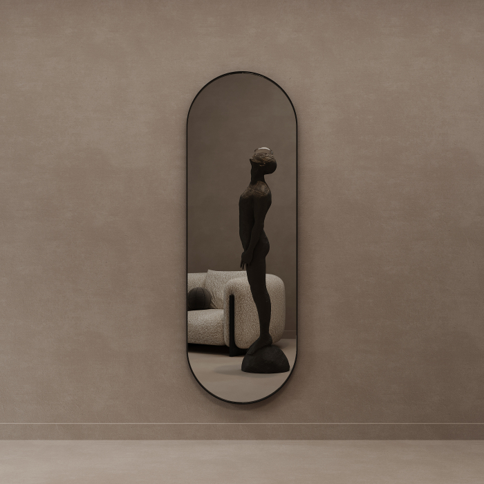 Зеркала в спальню, Дизайнерское настенное зеркало GENGLASS Nolvis L в металлической раме