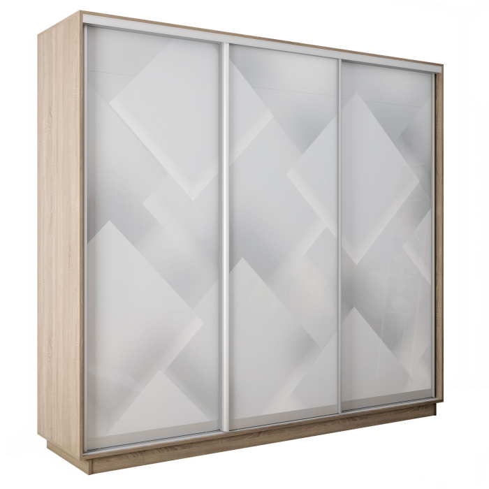 Шкафы-купе 3-х дверные, Шкаф-купе Экспресс 3-х дверный Фотопечать Квадрат Стекла 210х60х220