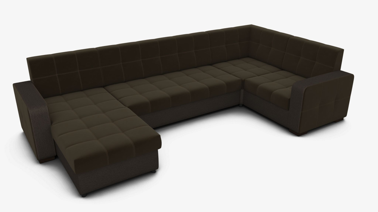 Диваны угловые в гостиную, Диван-кровать П-образный Окленд левый велюр + рогожка