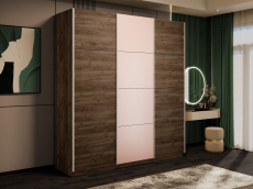 Шкафы-купе 3-х дверные, Шкаф-купе Прайм Широкий 3-х дверный ДСП/Стекла пудра/Доводчики 240х57х230