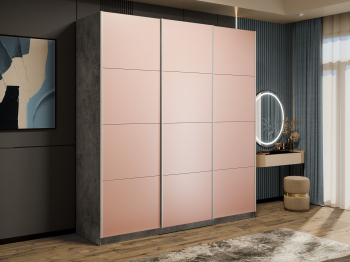 Шкаф-купе Прайм Широкий 3-х дверный Стекла пудра/Доводчики 240х57х230