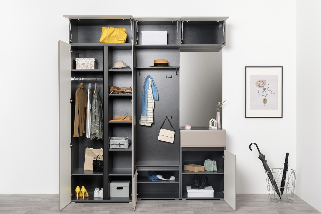 Для одежды, Шкаф двустворчатый Сидней 16.367.02, антрацит, веллюто капучино