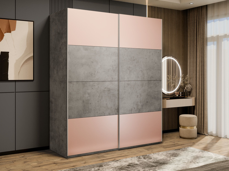 Шкафы-купе 2-х дверные, Шкаф-купе Эста 2-х дверный ДСП/Стекла пудра/Доводчик 200х66х240