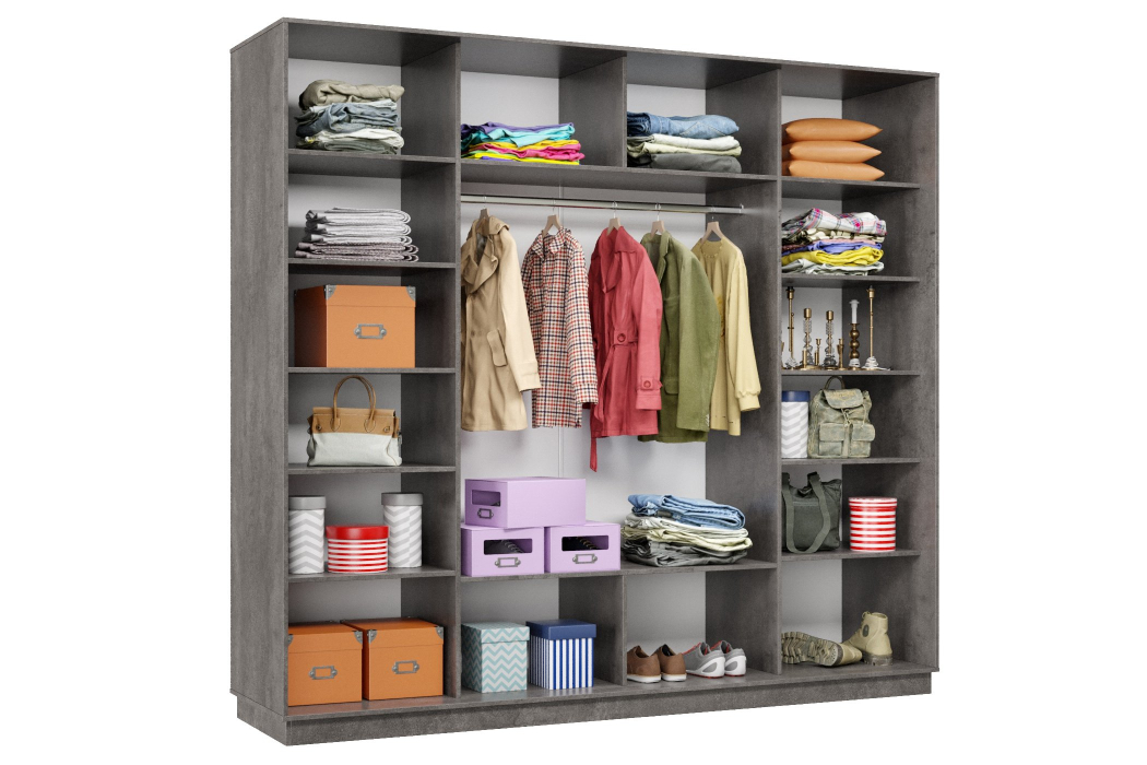 Шкафы-купе 3-х дверные, Шкаф-купе Премьер 60 (11ЗГ;11ЗГ;11ЗГ) фасады зеркало графит/трёхдверный/Профиль чёрный муар