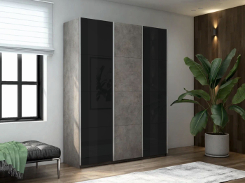 Шкаф-купе Прайм 3-х дверный Стекла черные/ДСП/Доводчики 180х57х230