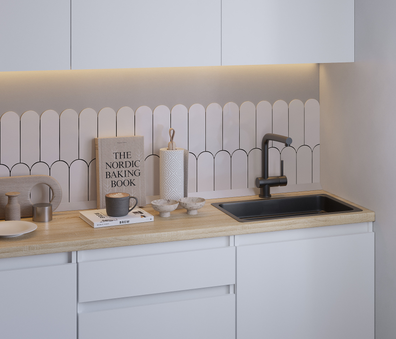 Кухонные гарнитуры, Кухонный гарнитур Леон прямой 180 см, белый