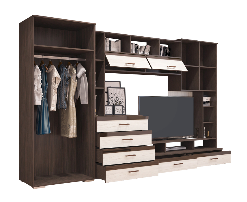 Стенки для гостиной, Гостиная МДФ Коста (венге / белый)