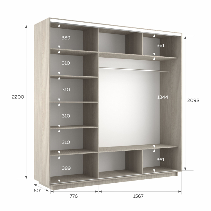 Шкафы-купе 3-х дверные, Шкаф-купе Экспресс 3-х дверный Фотопечать Квадрат Стекла 240х60х220